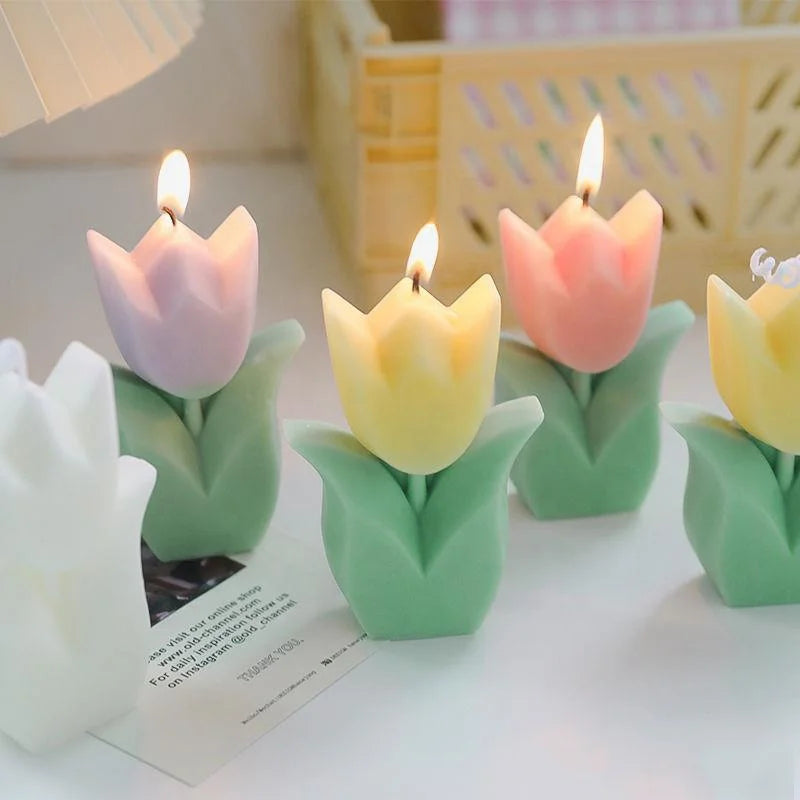 Wholesale Tulip Flower Candle Girl Birthday Gift Flower Shape Scented Candle for Home Decoration