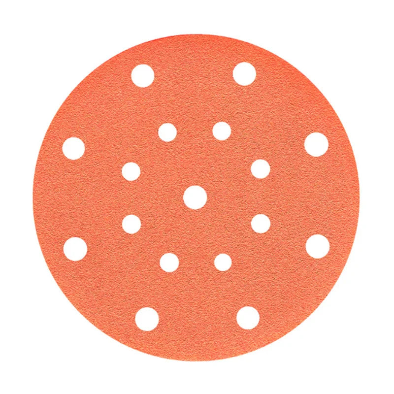 Ceramic Round Sanding Discs With Holes Orange Hook and Loop Polyester Film Sandpaper Sanding Disc Abrasive Polishing Tools