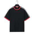 Men's 180g 100% Polyester Loose Print Crew Neck Vintage Patchwork Color Knit T-Shirt