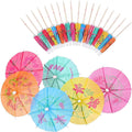 50pcs Cocktail Picks Fruit Sticks Tropical Christmas Cake Topper Decoration Paper Umbrellas and Colorful Drink Umbrellas