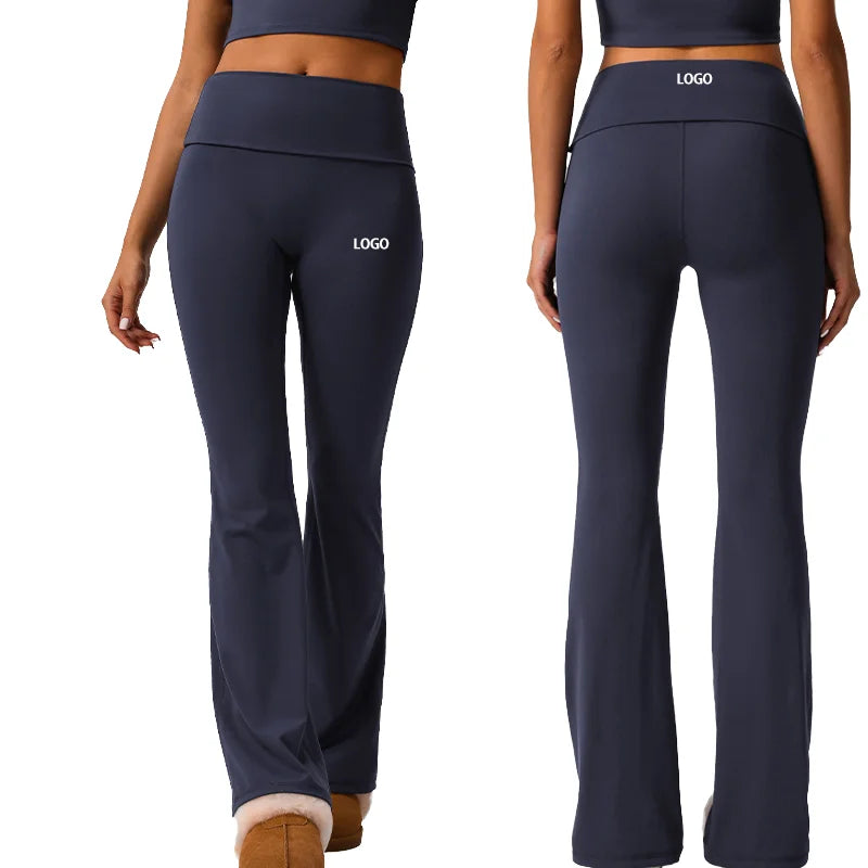 High Waist Flared Leggings for Women Sport Pilates Fitness Workout Outdoor Outfit Turn-down Trousers Yoga Leggings Yoga Wear