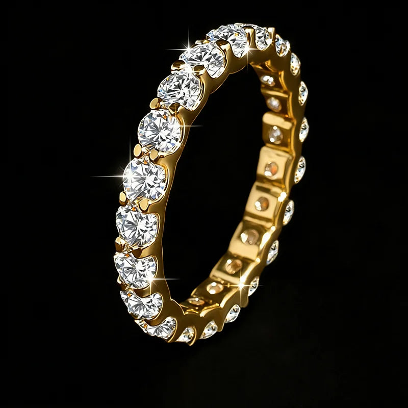 S925 Sterling Silver 14k Gold Plated VVS D Color Index Finger Diamond Moissanite Ring Width 3mm 2.6CT  Women Ring Simple Band