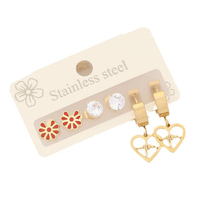 Earring Jewelry Set Gold Plating Butterfly Pendent Daisy Stainless Steel Earrings