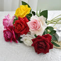 AF10103 Hot Sale Artificial Large Roses Bunch Flower Silk Garden Red Single Velvet Rose Floral
