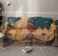 Wholesale Fashionable Multifunctional Double-Sided Thickened Floral Tapestry Wearable European Map Woven Blanket