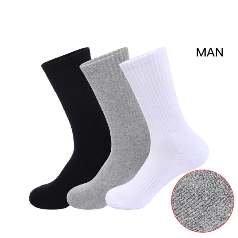 Winter New Solid Color Custom Design Socks and Men's Thick Towel Bottom Custom Crew Socks With logo