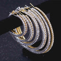 European Fashion 18k Gold Plated 20 to 100mm Oversized Round Hoop Earrings Sparkling Rhinestone Big Hoop Earrings