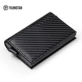 Customized Logo Bifold Leather RFID Blocking Credit Card Holder Pop up Wallet for Men Metal Smart Wallet Carbon Fiber Wallet