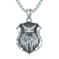 Fashion Archangel Jewelry  925 Sterling Silver Black Rhodium Necklace Saint Michael Shield Shape Pendant Necklace