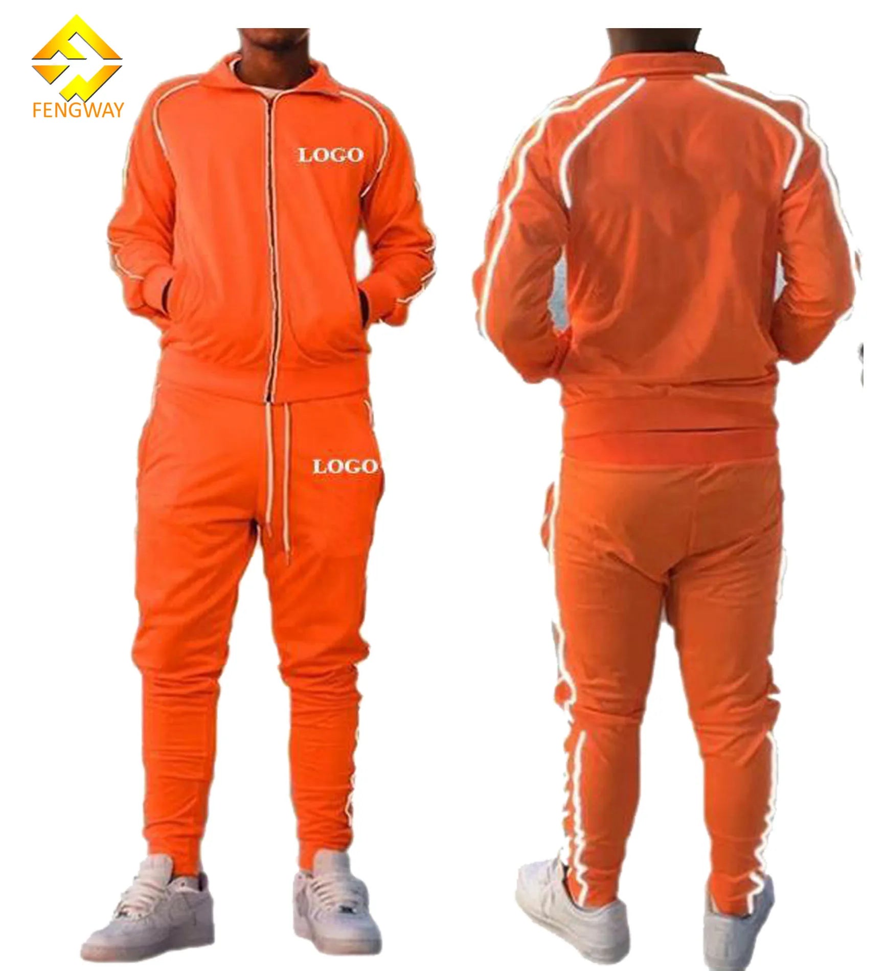 Custom Logo Reflective Men's Casual Two-Piece Pants Tracksuit Set Manufactory Couple Streetwear