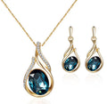 New Design Women Fashion Necklace Crystal Diamond Gold Plated Bridal Jewelry Necklace Set