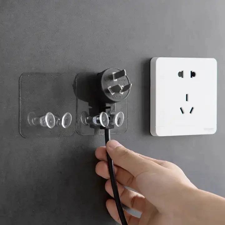 2.36 Inch Transparent PVC Hooks for Home Bathroom Office Powerful Wall Plug Socket Holder Hanger Storage Easy Installation