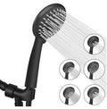High Pressure Water Saving Bathroom Handheld Shower Head 5-Setting Powerful Spray Hose 59'' PVC Shower Modern Design Black