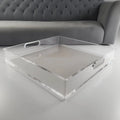 Square Clear Large Acrylic High Transparency Customizable Size & Logo Serving Tray for Restaurant Home & Hotel Use
