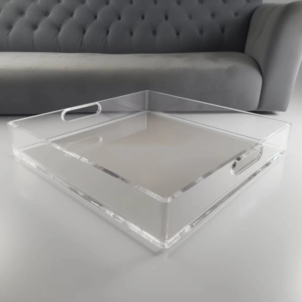 Square Clear Large Acrylic High Transparency Customizable Size & Logo Serving Tray for Restaurant Home & Hotel Use