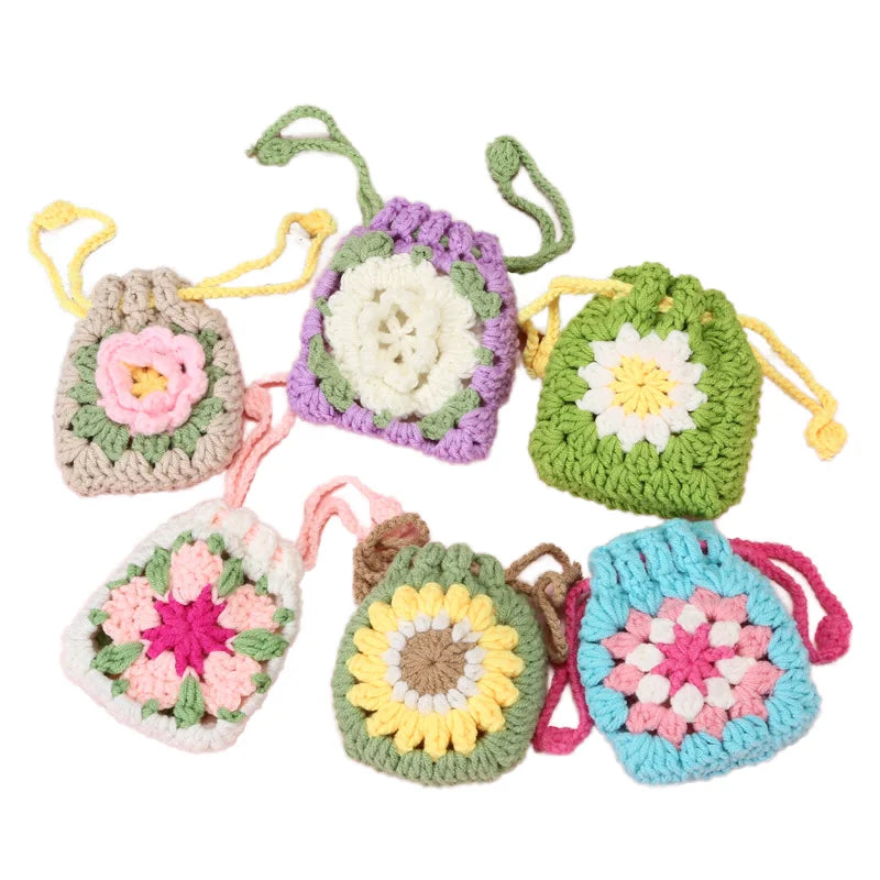 Creative Sunflower Headphone Knitted Bluetooth Protective Cover Unique Textile & Fabric Craft Gift Flower Bag