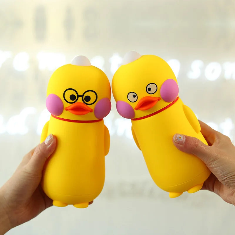 Portable 300ml Double-Layer Glass Cup with Duck Water Pattern for Students Thermal Insulated for Boiled Water Festivals Drinking