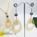 Hawaiian Gold Plated Necklace and Earrings Set Fashion Waterdrop Design Copper Earrings Flower Leaf Pendant Earring for Women