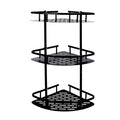 Modern Space Aluminum Wall Mounted 3 Layer Shower Storage Corner Shelf Rustproof Black Home Bathroom Shelves