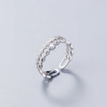 Real 925 Sterling Silver Fashion Double Layer Flower CZ Opening Rings for Women Wedding Fine Jewelry
