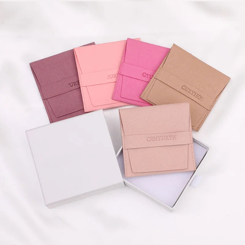 Custom Microfiber Jewelry Bag for Necklace Ring Earring Storage with Single Small Cloth & Logo Gift Jewelry Container