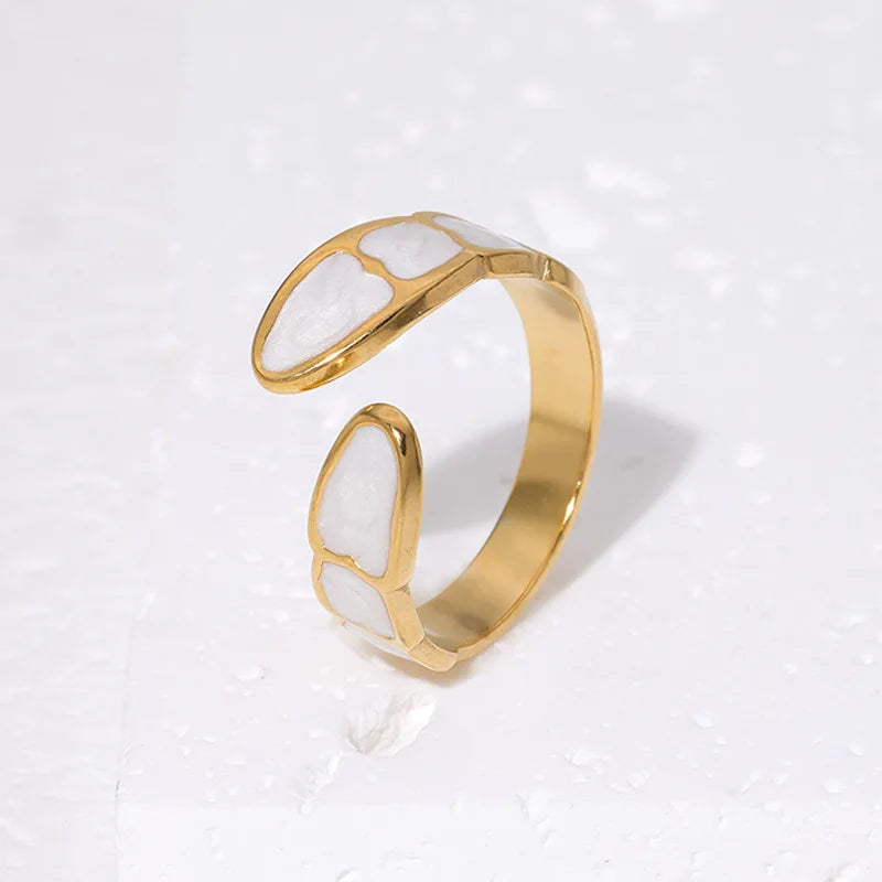 Beimai OEM Ring Geometric Oil Drop Versatile Simple Titanium Steel Open Ring