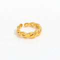 Joolim Jewelry Wholesale 18K Gold Plated Gradient Rope Stainless Steel Open Rings for Women Statement Rings