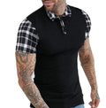 Men T-shirt Short Sleeve Plaid Matching Polo T-shirt New Business Wear Clothing Casual Fashion Men Tops