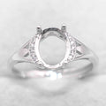 Sterling Silver 7*9mm Semi Mount Ring Empty Frame Blank Support Claw Setting S925 Base Holder Without Center Stone for DIY Inlay