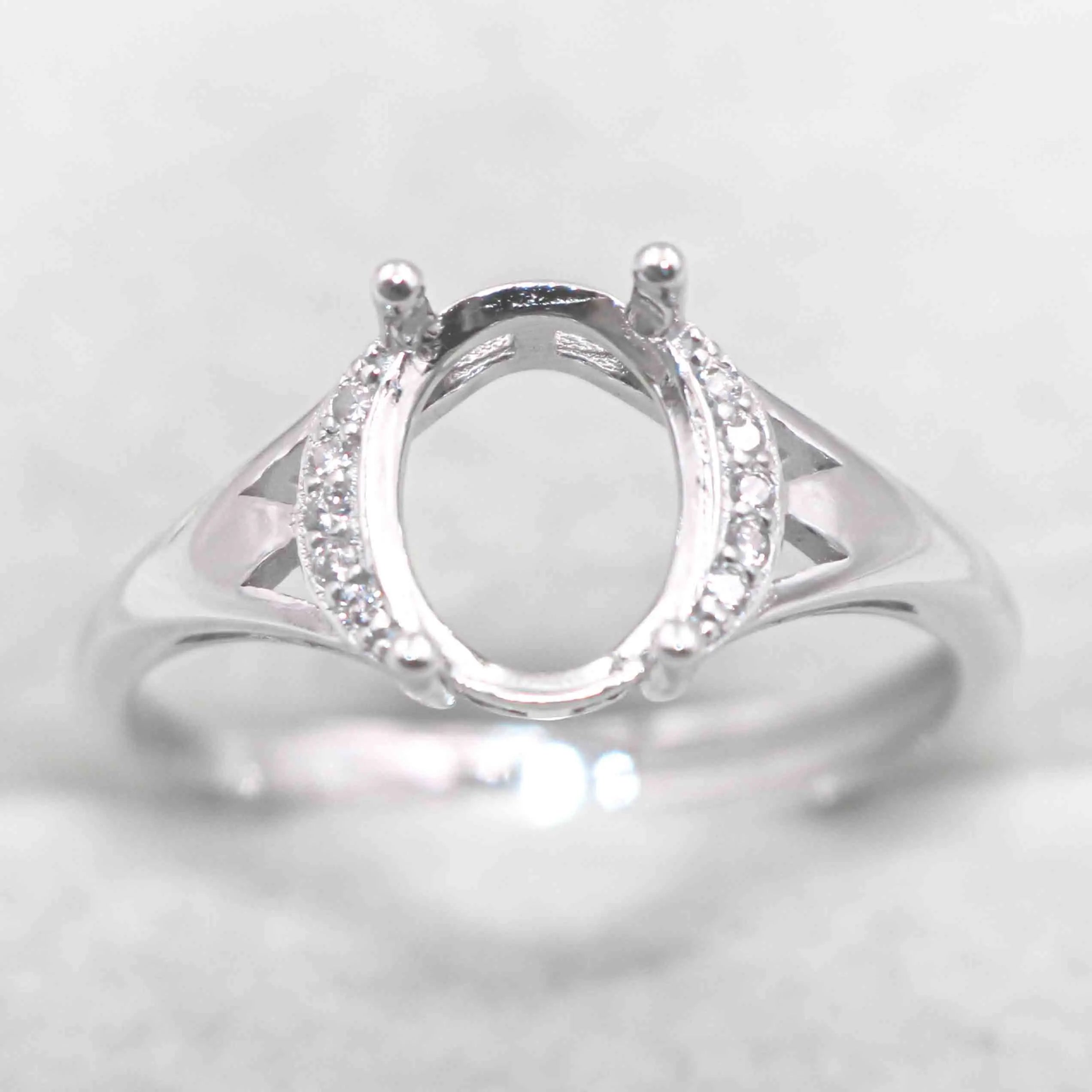 Sterling Silver 7*9mm Semi Mount Ring Empty Frame Blank Support Claw Setting S925 Base Holder Without Center Stone for DIY Inlay