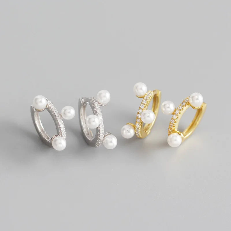 YHE0245 925 Sterling Silver Earring Gold Plated Earring Stud Pearl Zircon Earrings  Jewelry for Women 2020