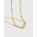 Modern Paperclip Chain Chain Necklace S925 Sterling Silver Rectangle Paper Clip Chain Choker for Women Gift