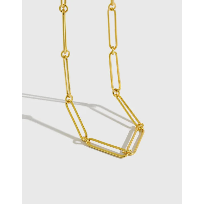 Modern Paperclip Chain Chain Necklace S925 Sterling Silver Rectangle Paper Clip Chain Choker for Women Gift