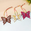 2025 New Fashion Creative Colorful Butterfly Leather Key Chain Keychain Bag Charm with Cotton Rope Animal Pendant
