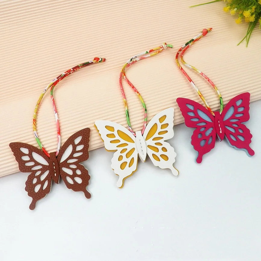 2025 New Fashion Creative Colorful Butterfly Leather Key Chain Keychain Bag Charm with Cotton Rope Animal Pendant