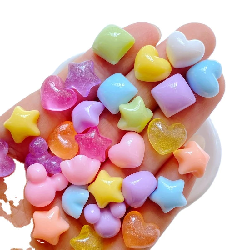 Cute Mini Star Heart Flower Square Shape Flat Back Resin Cabochons Scrapbooking DIY Jewelry Craft Decoration Accessories