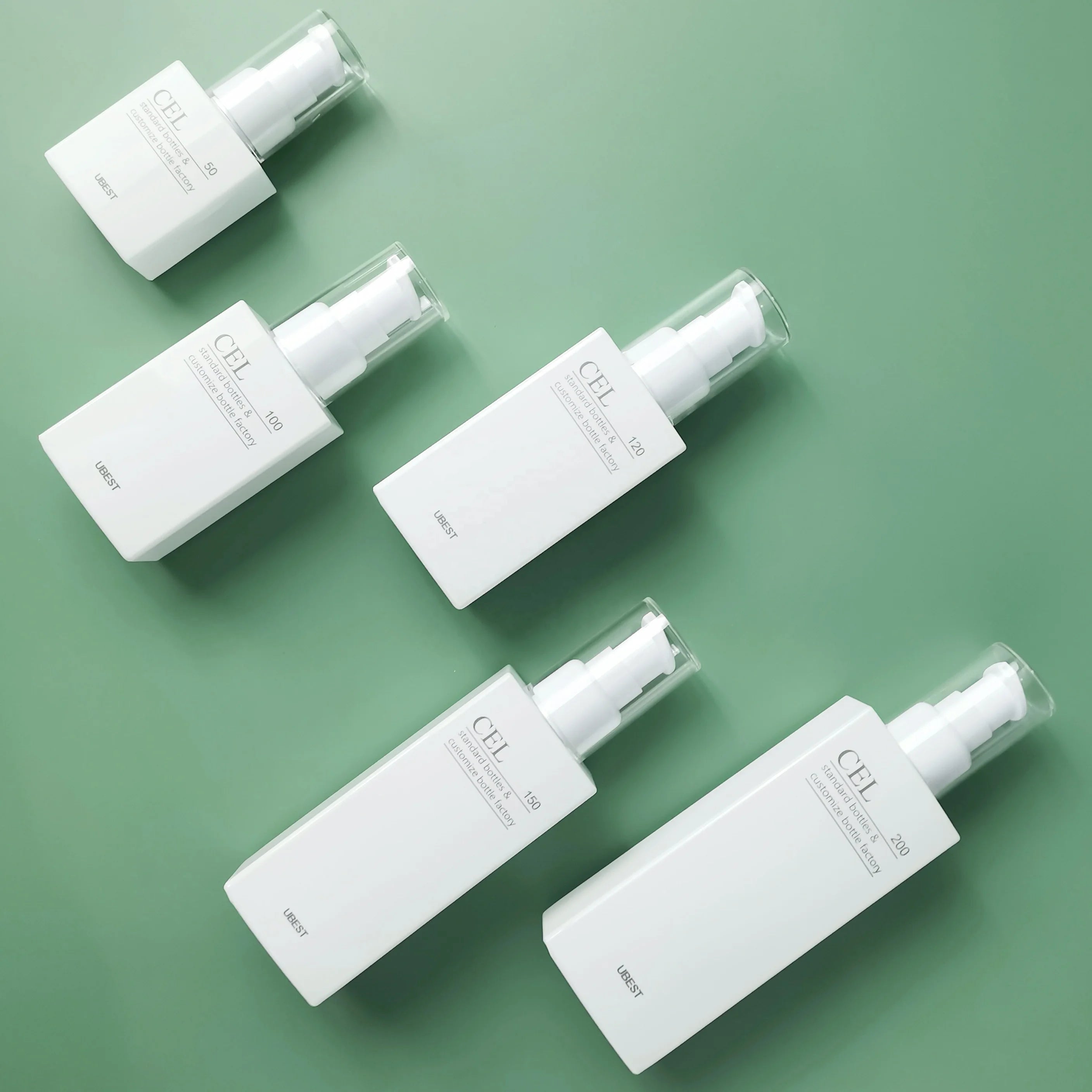Cosmetic PETG Square Bottle with Lotion Pump Cream Pump Unique Style Free Sample Luxury Skin Care Screen Printing CEL Round 3000
