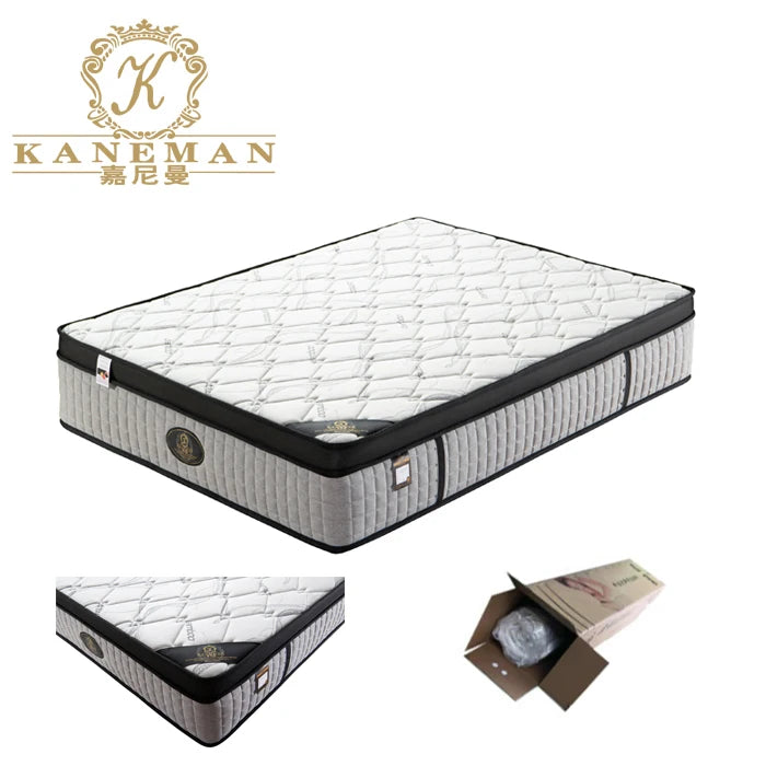 Bed Room Furniture Mattress Manufacturers Queen Size Vacuum Compress Packing Bamboo Cover Pocket Spring Mattress in the Box