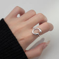 S925 Sterling Sterling C-shaped Smart Ring Glossy Line Adjustable Ring Geometric Fine Jewelry Ring for Women Girls Wholesale