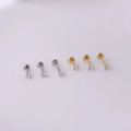 2022 Gold Plated Stainless Steel Lip Piercing Jewelry 3mm Zircon Labret Piercing for Women