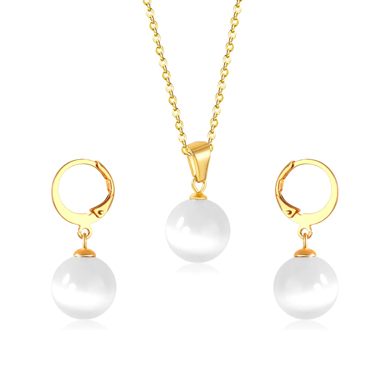 Ball Zircon Note Jewelry Set Stainless Steel Jewelry Women Earrings and Pendant Statement Gold Jewelry Sets