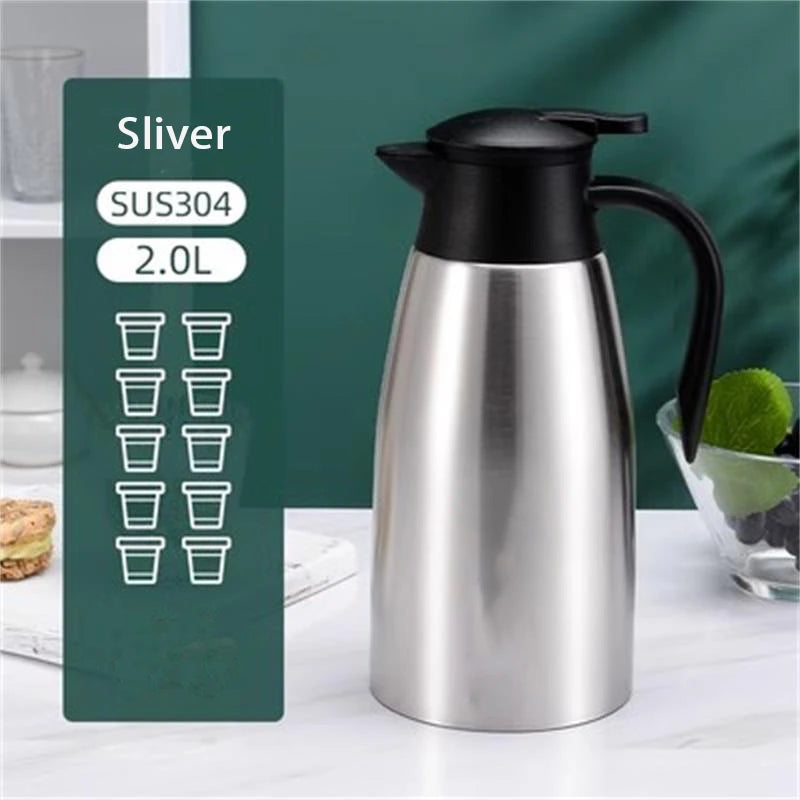 Double Walled Stainless Steel 304 2L 1.5L Insulated Thermal Coffee Carafe Water Kettle Vacuum Tea Carafe Newer Version Original