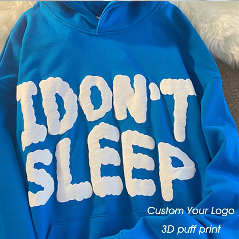 OEM Unisex Pullover Oversized Anime Hoodie Custom Logo Cotton Heavyweight 3D Foam Solid Lined for Winter Men's Sweatshirt
