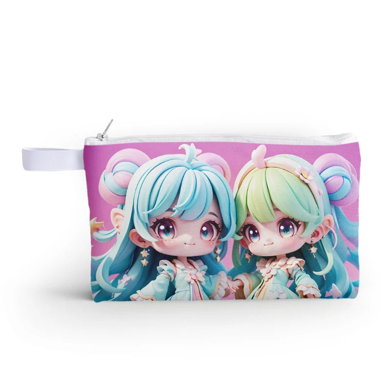 Customize Cute Anime Printing Oxford Zipper Storage Pen Bag Cute School Cavas Pencil Case for Girl Pouch Bag Polyester Fashion