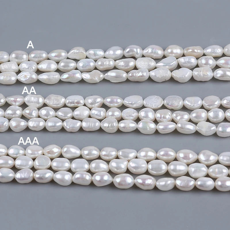 8-9mm Different Grade White Baroque Pearl Strand Natural Freshwater Pearl Beads With Straight Hole for Jewelry Making