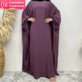 6689# Latest Simple Ramadan Design Batwing Sleeves Elastic Cuff New Nida Prayer Dress Women Eid Fashion Muslim Islamic Abaya