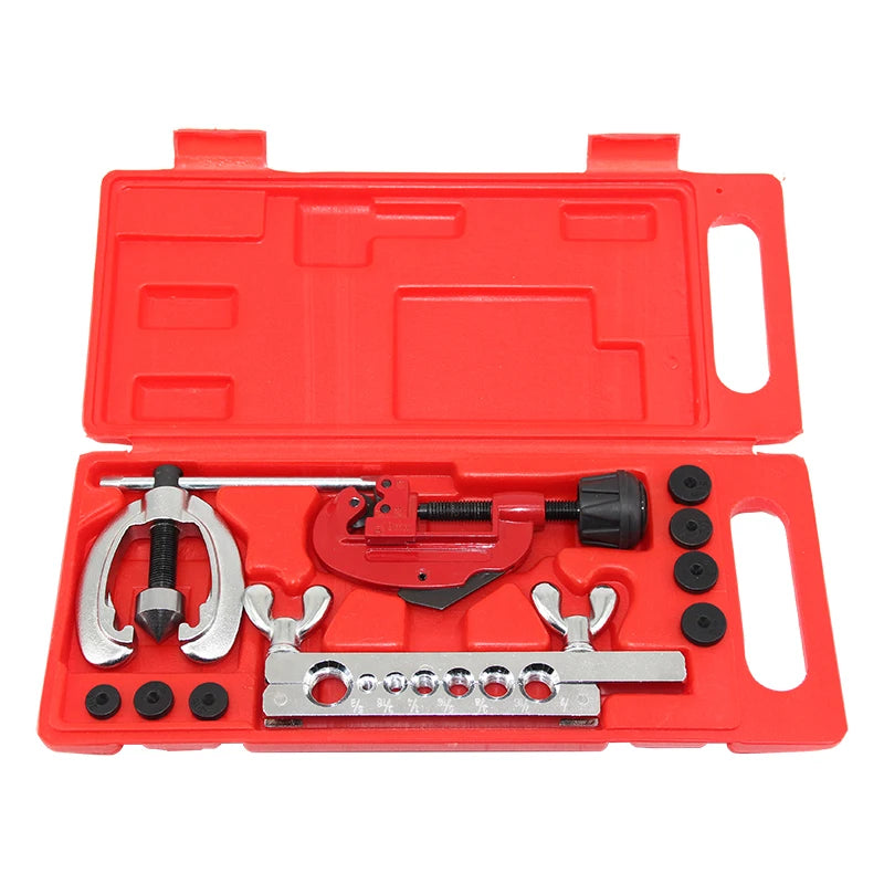 CT-2029 3/16-1/2" 5-16mm 3/16-5/8" Auto Repair Tools HVAC Refrigeration Copper Tube Cutter 7 Hole Double Flaring Tool Kit Set