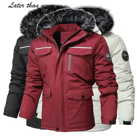EU Size Men's Polyester Parka Jacket Windproof Outdoor Fur Lined Puffer Parka Jacket for Men Winter Coat Parkas Das Mulheres