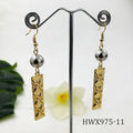 Hawaiian Jewelry Wholesale Long bar Mother of Pearl Flower Gold Earrings Women