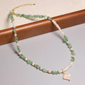 Irregular Natural Stone Choker Green Aventurine Beaded Clavicle Necklace Baroque Pearl Charm Dainty Jewelry for Women Men Gift